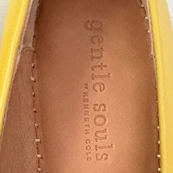 Gentle Souls by Kenneth Cole Butter Yellow Leather Wedge Espadrilles Sz 11M - Picture 10 of 11